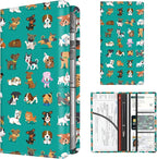 Premium Car Registration and Insurance Card Holder, Cute PU Leather Car Document Holder, Vehicle Glove Box Car Organizer with Magnetic Closure for Driver License, Cards Colorful Cute Dogs