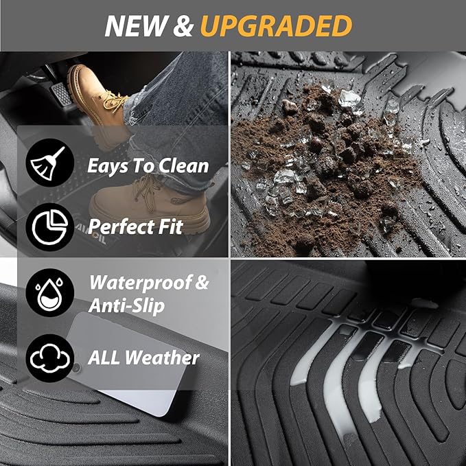 AIPOIL® Floor Mats & Cargo Liner Set for 2019-2023 Jeep Cherokee (Not for Grand Cherokee) | All-Weather | Easy to Clean | All-Round Protection丨Full Set Automobile mats Accessories - Black