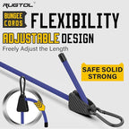 Bungee Cords with Hooks, 36 Inch Blue Adjustable Bungee Cords with Carabiner Heavy Duty Outdoor, Super Elastic Easy to Adjust Bungee Rope UV Resistant for Tarp, Bike Rack, Garden, Moving, 6 Pack