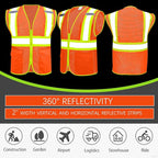 BeautyWill Custom Safety Vest Customized Logo Class 2 High Visibility Reflective Vest with Pockets Construction workwear