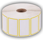 2.25" X 1.25" Direct Thermal Perforated Stickers Labels for Barcodes, Address, Consignment - Compatible with Zebra, Rollo, Godex and More (Yellow Border, 6 Rolls)
