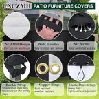 Heavy Duty Patio Furniture Covers Waterproof, 600D Round Outdoor Furniture Cover Waterproof for Sectional Sofa Couch, Outdoor Dining Table and Chair Set Covers 96"DIA x 28"H, Black