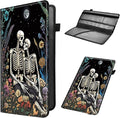 Car Registration and Insurance Holder, Leather Car Glove Box Organizer, Cool Car Accessories for ID, Driver's License Cards & Essential Document,business cards,Men&WomenSkeletons romantic Flower