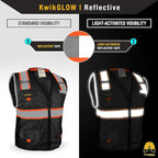 KwikSafety - Charlotte, NC - UNDERBOSS Safety Vest [11 POCKETS] Premium ANSI Class Unrated High Visibility Vest Construction Surveyor Reflective Vest Industrial Work Safety Vest for Men/Black Medium