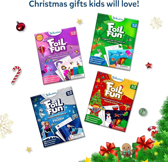 Skillmatics Foil Fun - Animals Mega Pack, No Mess Art for Kids, Craft Kits & Supplies, DIY Creative Activity, Travel Toys, Gifts for Boys & Girls Ages 4, 5, 6, 7, 8, 9, Travel Toys