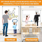 Large Magnetic Dry Erase Whiteboard, 60"X40" White Board for Wall with Long Pen Tray, Dry Erase White Board for Home Office Classroom