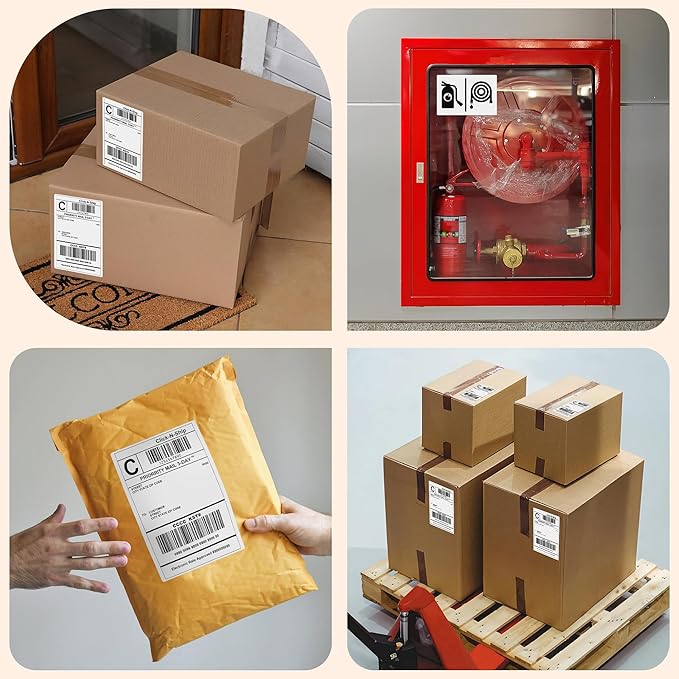 L LIKED 8000 Thermal Shipping Labels 4”x 6”in Fanfold, Permanent Adhesive, Perforated Line Labels Compatible with Direct Thermal Printings (2 Stacks, 4000 Labels/Stack)