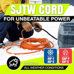 50ft Outdoor/Indoor Extension Cord 16/3 Gauge Heavy Duty 3 Prong SJTW, Waterproof, Flexible Cold-Resistant Long Power Cord,13A 125V 1625W, Orange by LifeSupplyUSA