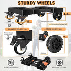 Heavy-Duty 500LB Capacity Hand Truck with One-Touch Retractable Handle & Extendable Plate, Portable Collapsible Dolly Cart with 4 Wheels w/Brakes Folding Luggage Cart for Travel/Home Use, Black