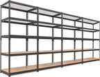HOMEDANT 5-Tier Laminated Boltless Heavy Duty Metal Shelving Unit Adjustable Garage Storage Utility Rack Shelves Organization Multipurpose Shelf Warehouse Industrial (4, (M) 35.9" W, Black)
