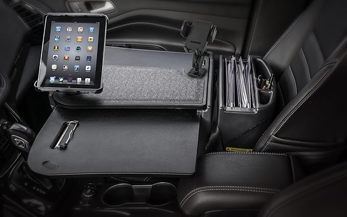 AutoExec AE-GMCD-PM-TAB-BT GripMaster Car Desk for Your Vehicle Workstation and Mobile Office, Black with Phone Mount and Tablet Mount