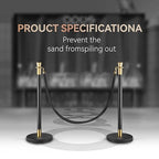 6 Pack Black Gold Stanchions with 4 Black Velvet Ropes, Crowd Control Barriers with Sand Weighted Bases, Stainless Steel Posts for Wedding, Party, Event, Theater Queue Line