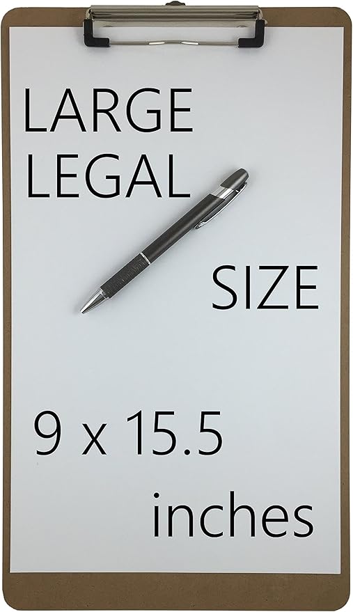 Trade Quest Legal Size Clipboard 9'' x 15.5'' Low Profile Clip Hardboard Single (Pack of 6)
