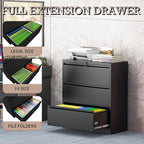 3 Drawer Lateral File Cabinet with Lock, Lateral File Cabinets for Home Office, Metal File Cabinet, Heavy Duty File Storage Cabinet for Legal/Letter/A4 Document, Assembly Required, Black