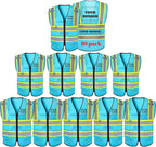 Safety Vest Reflective High Visibility with 5 Pockets ＆Zipper Class 2 Adult Unisex Construction Security Workwear