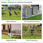 10 Panels Garden Tube Fence with Gate, 36in(H)×21.6ft(L) Tall No Dig Fence Animal Barrier, Heavy Duty Metal Decorative Garden Edging Border, Ground Defense Temporary Fencing for Outdoor Yard, Black