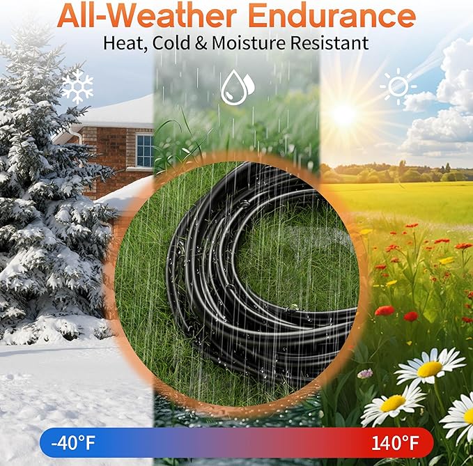 100 ft 12 Gauge Heavy Duty 3 Outlet Extension Cord Splitter with Indicator, Waterproof Outdoor Extension Cord with Multiple Outlets, 15A 1875W for Home & Workshop, ETL Listed, Black SJTW