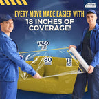 Rockin Rolls Stretch Film Wrap, 4 Rolls Heavy Duty Pallet Wrap – 18" x 1500 FT x 80 Gauge, Clear Plastic Moving Wrap for Packing, Shipping, Furniture & Luggage – Durable Self-Adhering Shrink Wrap Roll