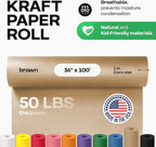 IDL Packaging Brown Paper Roll 36" x 1200" (100 feet) - USA-Made Thick Kraft Paper Roll 50lb Thickness for Packing, Moving, Shipping & Crafts/Arts - 100% Recycled Natural Craft Wrapping Material