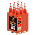 Xpose Safety 28 Inch Orange Traffic Cones Heavy Duty 10lb with 6" & 4" Collars - Bulk Half Pallet 150 Pack - Multipurpose PVC Plastic Safety Cone for Parking, Caution & Construction - DOT Approved