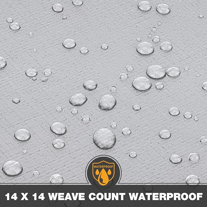 Tarp 12x12 Feet 14 Mil Heavy Duty Waterproof Tarp, Large Multipurpose Cover with Brass Grommets and Reinforced Edges, UV Resistant Thick Poly Tarps for Outdoor Camping Tent Pool Car