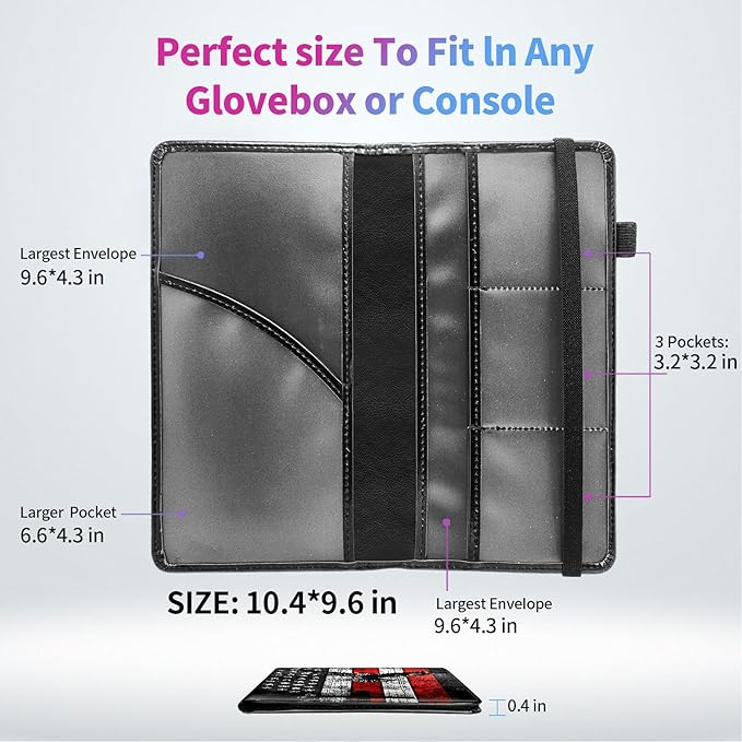 Car Registration and Insurance Card Holder, Rfid Blocking Leather Auto Car Document Holder,Vehicle Glove Box Driver License Card Document Organizer For Men women-Eagle on USA Flag
