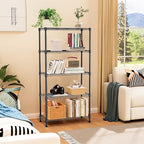 5 Tiers Shelf Metal Storage Shelves Standing 1750 LBs Household Shelf Organizer for Kitchen Pantry Closet Garage Basement Utility Room, Black15.7 D x 45.3" W x 70.4" H