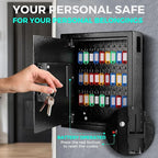 Flexzion Key Box Wall Mount With Code, Key Cabinet, Key Deposit Slot, 40 Key Holder Organizer Locker Case, Colored Key Tags Wall Mounted Lock Box For Keys Storage (Black)