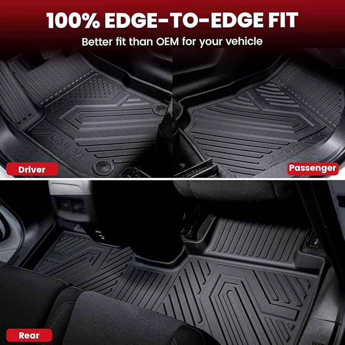 LASFIT Floor Mats for Nissan Pathfinder 2013-2020 / Infiniti QX60 2014-2021 / JX35 2013, All Weather TPE Custom Fit Easy Clean Durable No-Curling Trunk Mat for Pathfinder & QX60 & JX35