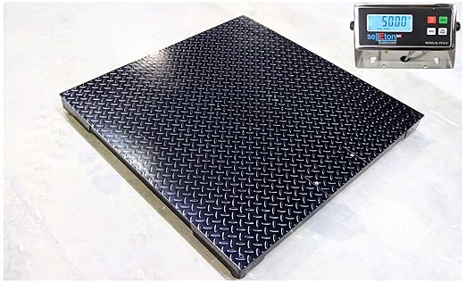 SellEton Non-NTEP Industrial Floor Scales with Stainless Steel Indicator, Accurate Pallet Scale for Warehouse Shipping and Medium Duty Industrial Weighing (60"x60", 20,000 lb x 1 lb)