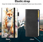 Car Registration and Insurance Holder, Leather Car Glove Box Organizer, Cool Car Accessories for ID, Driver's License Cards & Essential Document,business cards,Men&Women,Watercolor Foxs Flower