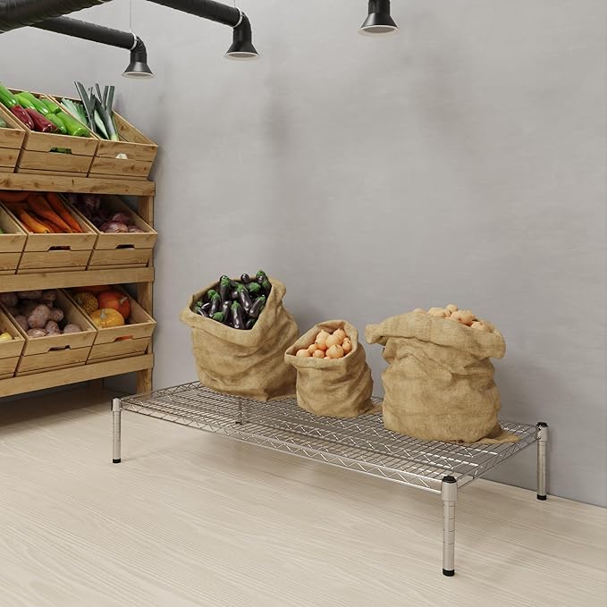 24''W x 48''L x 8''H Chrome Plated Wire Dunnage Rack | Off The Floor Storage