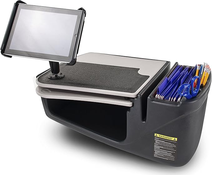AutoExec GripMaster Car Desk for Your Vehicle Workstation and Mobile Office, Grey with Tablet Mount