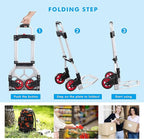 LEADALLWAY Dolly Cart Folding Hand Truck and Dolly,Steel Portable Cart with Telescoping Handle and Nylon+Rubber Wheels 180 lbs Capacity