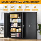 Greenvelly 72" H Metal Storage Cabinet, 36" W x 18" D Black Metal Cabinet with 2 Doors and 4 Adjustable Shelves,Locking Cabinets for Office, Home, Garage, School