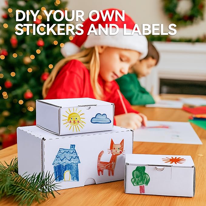 Small Shipping Boxes 3.5x3.3x1.6 Inches, 25-Pack White Corrugated Cardboard Gift Boxes for Mailing, Packaging & Storage