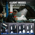 WORKPRO Rechargeable USB-C LED Work Light, Foldable Magnetic Light with Hanging Hook, 270° Rotatable, Tripod Mountable, Cordless Flashlight Light for Garage, Workshop, Auto Repair, Camping