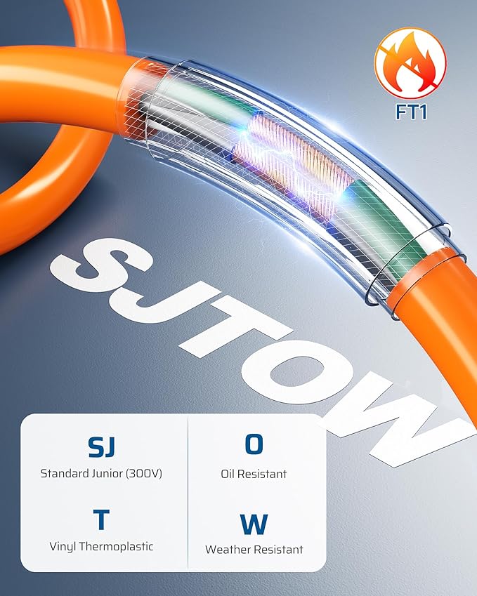 DEWENWILS 45FT Retractable Extension Cord Reel with Twist-lock Stopper, 12/3C/15A SJTOW Power Cord Reel, Lightweight and Portable, for Home Maintenance, Garages, Workshops, ETL Listed, Orange