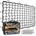 Seven Sparta 5’ x 7’ Bungee Cargo Net Stretches to 10' x 14' for Truck Bed, Pickup Bed, Trailer, Trunk, SUV with 16 Bonus D Clip Carabiners Car Organizer Net for Large Loads (Black, 5'x7')