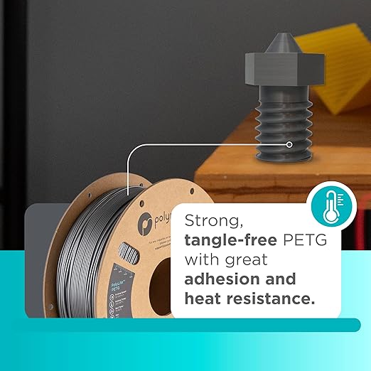 Polymaker PolyLite Silver 3D Printer PETG Filament 1.75mm 1kg, Legacy PETG Formula, +- 0.03mm Dimensional Accuracy, Reliable Everyday Filament, Strong Layer Bonding, Compatible with Most 3D Printers