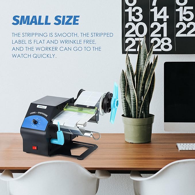 Automatic Label Dispenser Electric Sticker Dispenser for Rolls&Folds Label Machine, Speed Adjustable, Lable Dispenser for 5-120mm Label Width, Transparent Labels & Various Common Labels