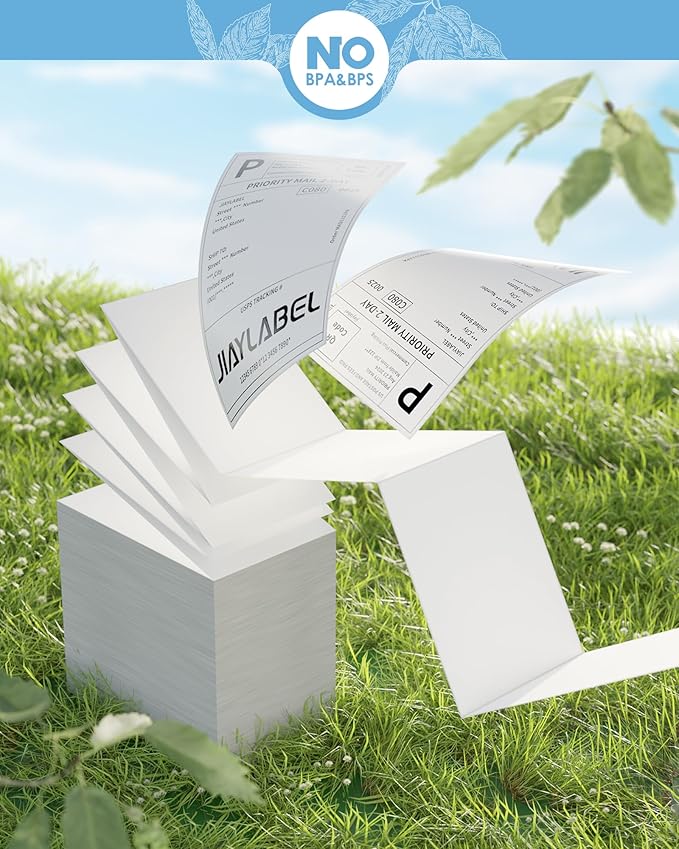 4x6 Thermal Shipping Label Mailing Stickers Paper for Direct Thermal Label Printer USPS UPS Address Fanfold Big Packing White Color 1000 Labels/Stack,1 Stack