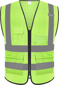 Reflective Safety Vest for Men Women with 5 Pockets and Zipper Front High Visibility