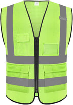 Reflective Safety Vest for Men Women with 5 Pockets and Zipper Front High Visibility