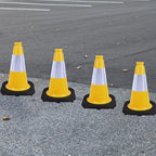 8 Pack 12 Inch Yellow Traffic Cones with Black Base, Multipurpose Road Safety Markers for Driveway, Parking Lots, Pet Training, Kids Games (8, Yellow, 12 Inch)