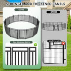 Dog Playpen Metal Dog Fence Outdoor for Yard 32" Height 8 Panels Portable Dog Pen Pet Kennel for RV Camping(Black-Silver)