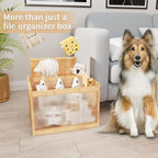 Natural Bamboo & Acrylic File Box with Removable Lid, Modern File Organizer Box for Letter/Legal Files, Hanging File Box with Easy Assembly & Dustproof Storage for Home Office