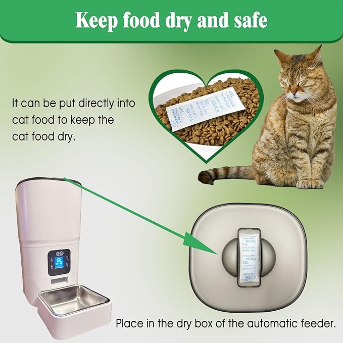 xcivi 12-Pack Pet Food Desiccant Bag, Compatible with Pitpet Smart Automatic Cat Feeder 6-L Reliable Automatic Cat Food Dispenser with Display LCD Screen, Desiccants Keeps Dry Food Fresh
