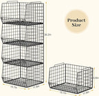 4-Tier Stackable Closet Organizers and Storage Shelves, Foldable Closet Shelf Organizer System, Space-Saving Clothes Storage Drawer Organizer Basket Bins, Black