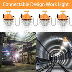 150W LED Temporary Work Light 24750Lm 5000K Daylight Bright Construction Lights Portable Hanging Light IP65 Waterproof, Temp Lighting Indoor Mine Workshop High Bay Outdoor Jobsite